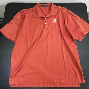 Robert Trent Jones Golf Polo Men's Sz L Bandon Dunes Embroidery Logo Orange